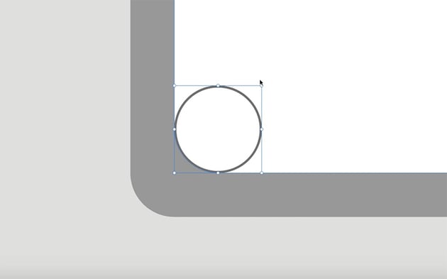 take the inner rectangle and draw a circle that fills the radius exactly.