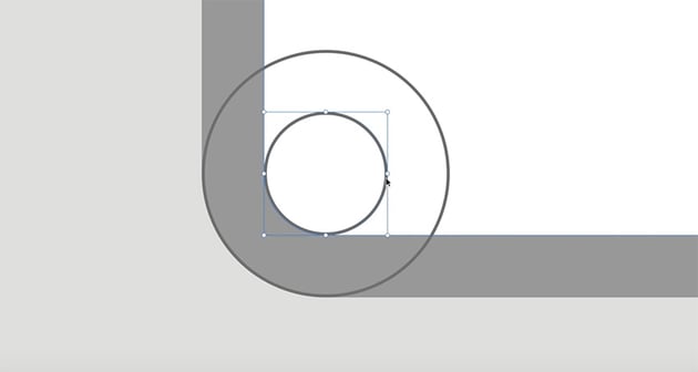 adjust the border radius of the outer rectangle so that it lines up with the circle.