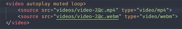 code to upload webm video