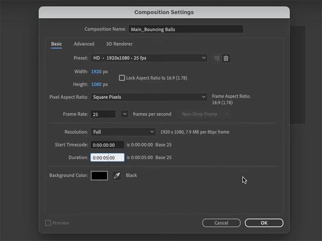 composition settings in after effects