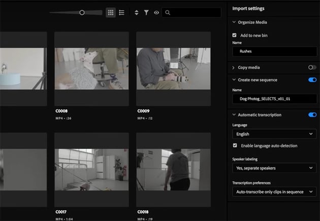 premiere pro import settings