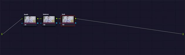 three nodes for color grading
