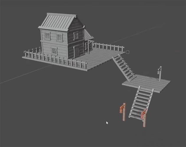 lamps and stairs added to the scene