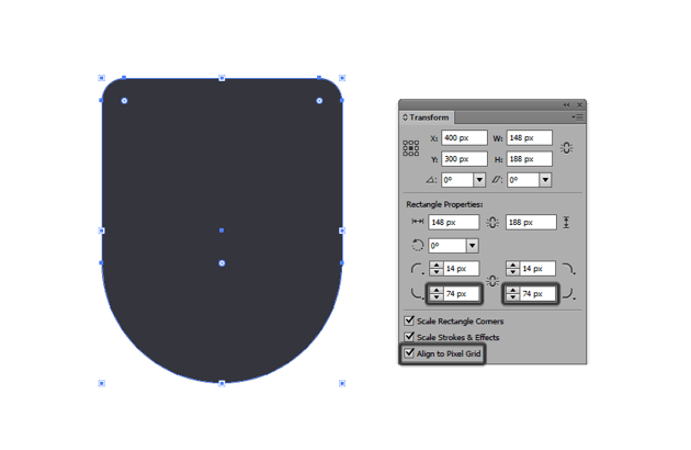 adjusting the bottom corners of the badges main shape