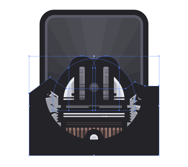 creating the main shapes for the badges inner shadow using offset paths