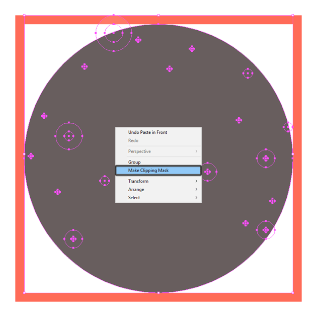 using a clipping mask to confine the stars to the background