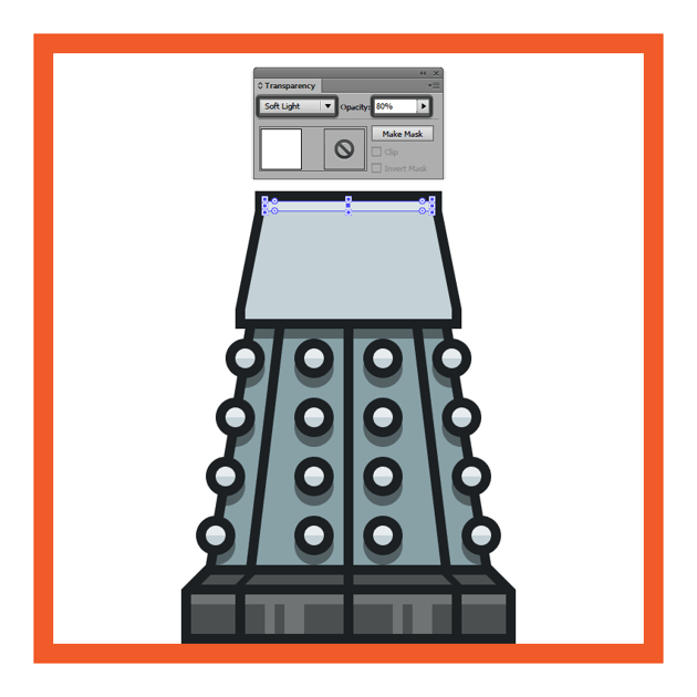 adding a top highlight to the upper section of the daleks body