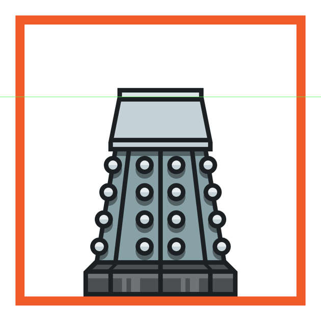 adding the two horizontal divider lines to the upper body of the dalek