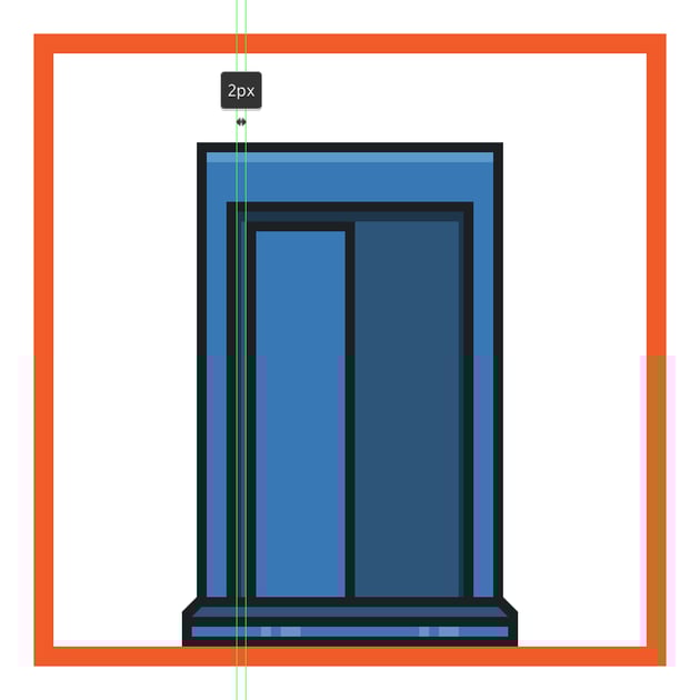 creating and positioning the main shapes for the time machines left door