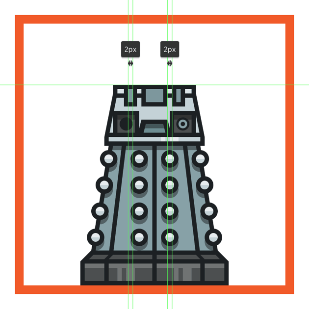 creating and positioning the main shapes for the daleks upper elements