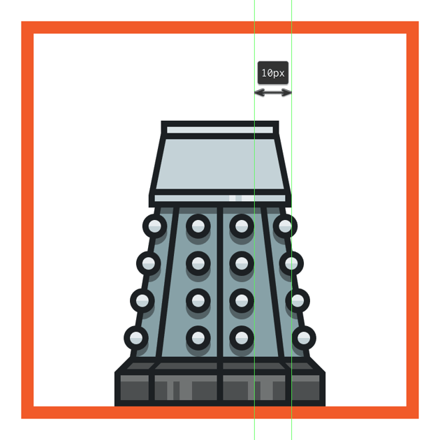 creating and positioning the highlights onto the daleks upper body