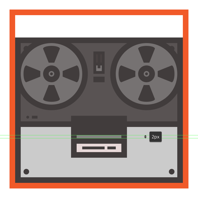 creating and positioning the upper section of the tape recorders mechanism case