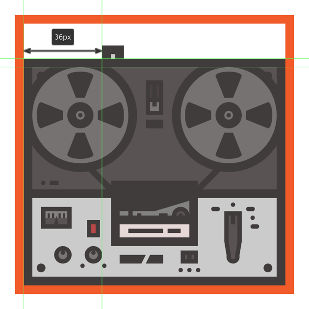 creating and positioning the left lower section of the tape recorders handle
