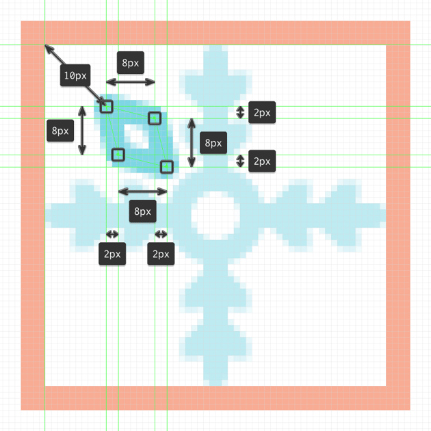 adding the diamond shape to the fourth snowflake