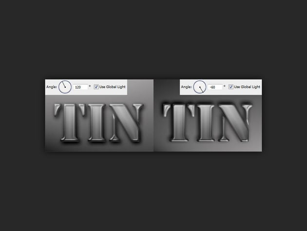 example of using different shadow angles