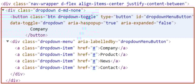 The dropdown markup