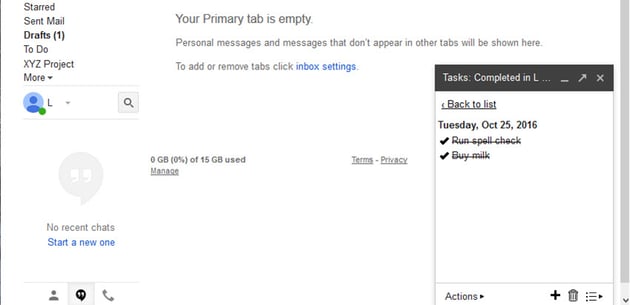 View with only completed tasks