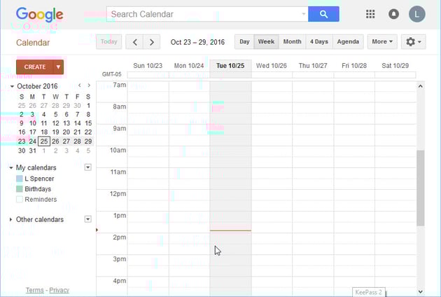 The main Google Calendar window
