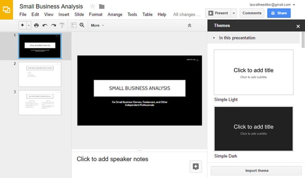 Change Google Theme - New Google Slides theme applied