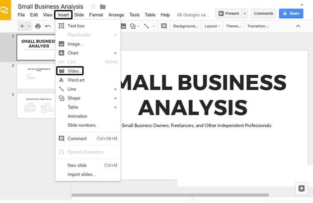 Insert Dropdown Menu