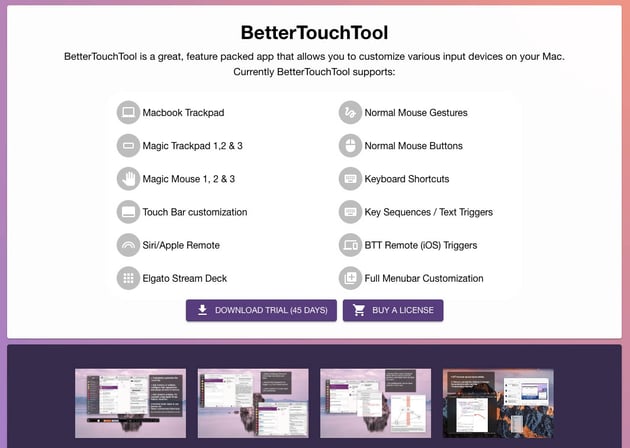 Bettertouchtool apps in MacBook