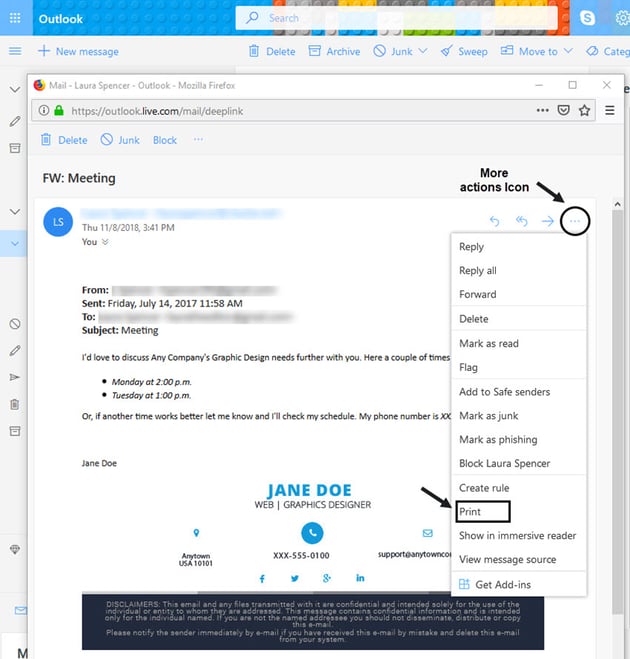 more actions drop-down menu