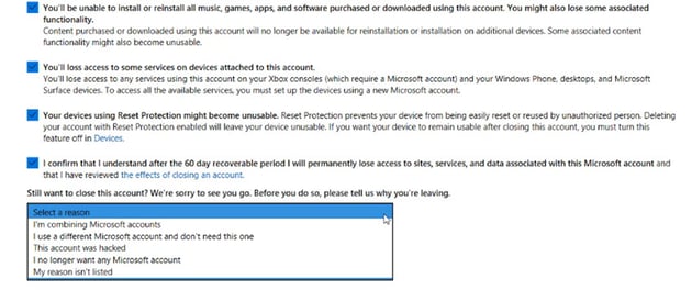 reason for closing account