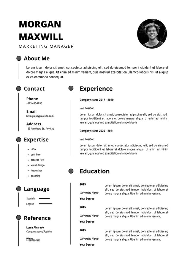 Black & White Simple Professional Resume