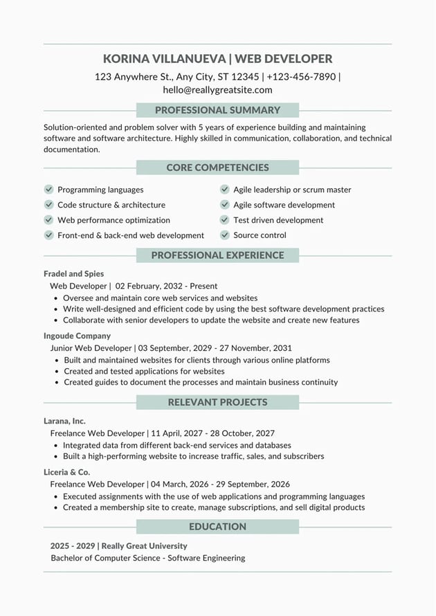White space like on this template can make your resume seem less overwhelming.