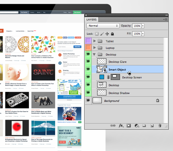 Create a Responsive Screen Mockup Using Smart Objects in Adobe ...