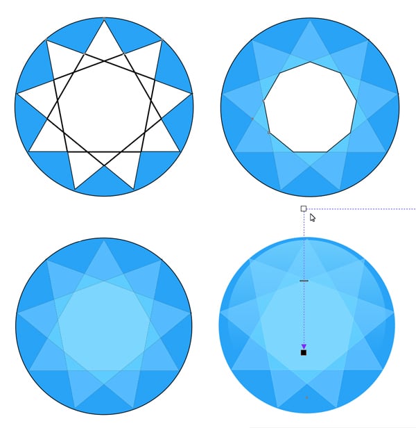 Fill the sapphire with bright shades of blue