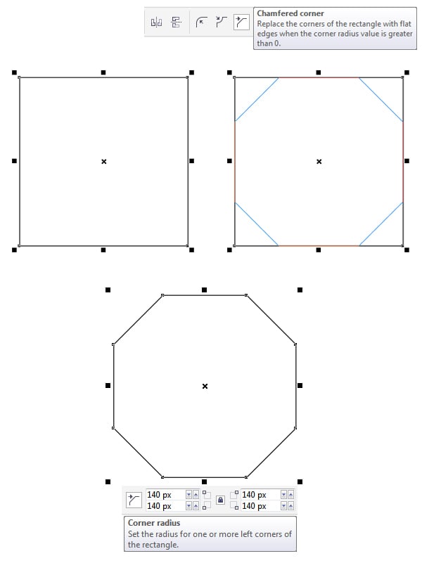 make a square base with Chamfered corners