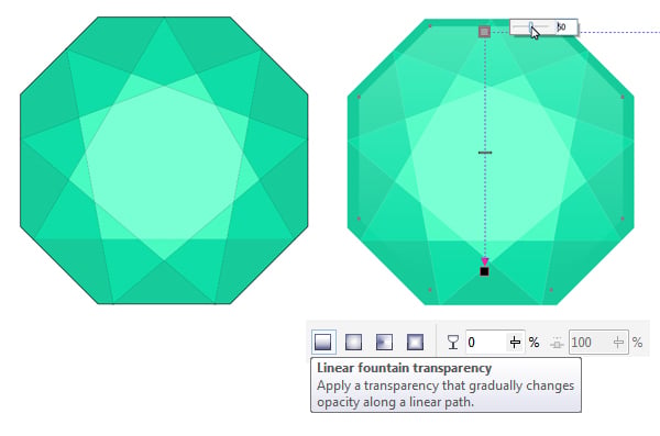 apply the linear fountain transparency