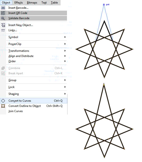 Convert the star to Curves and extrude the points