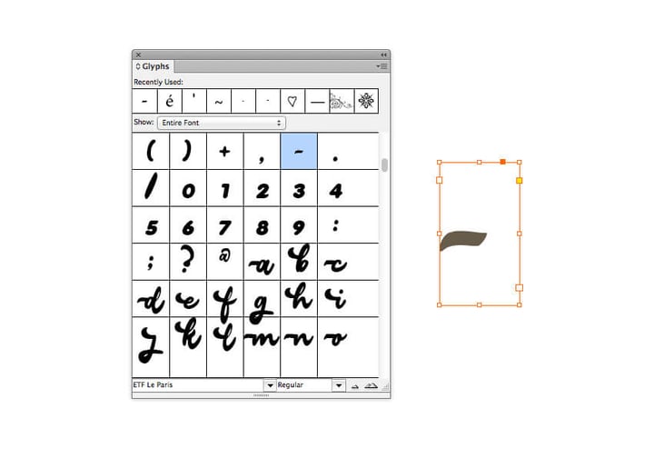 glyphs panel