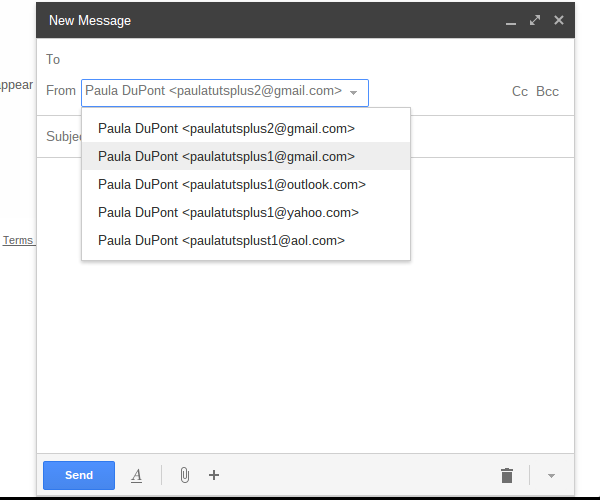 Select the address from which you would like to send email