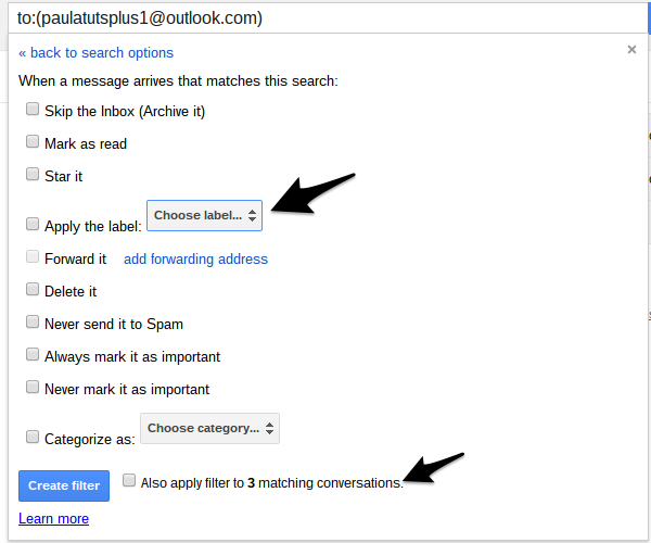 Apply a label to messages matching the search