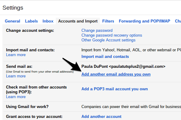 Gmail allows you to send email as another account