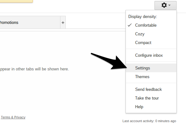 Locate Gmails settings