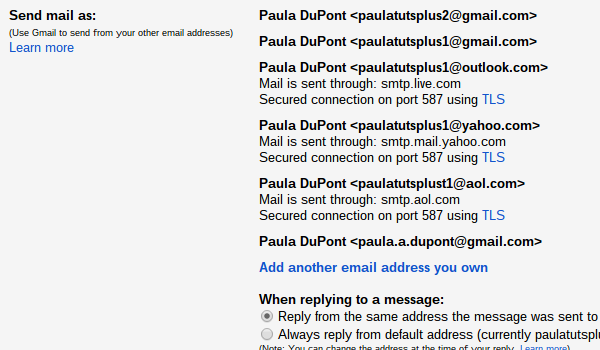 All of your connected email addresses will be listed