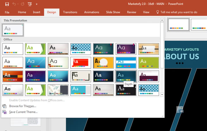 PowerPoint built-in themes