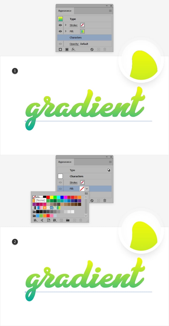 apply gradient text illustrator