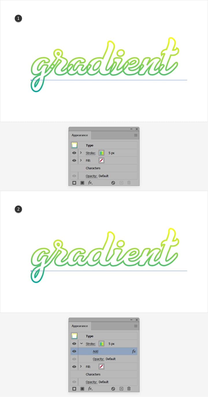 apply gradient text illustrator outline