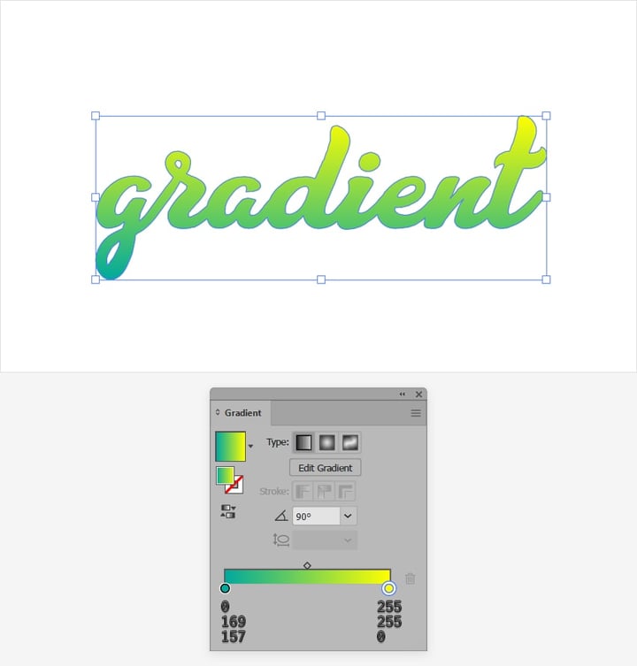 add gradient text illustrator
