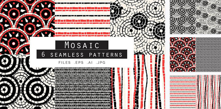 Mosaic Seamless Vector Patterns Set of 6