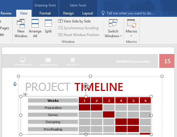 Project timeline gray highlight