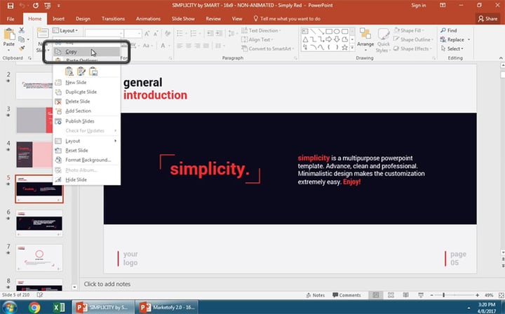 Copy your target PowerPoint slide