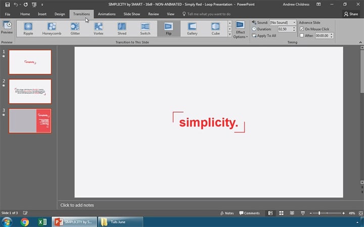 Select your slides to loop