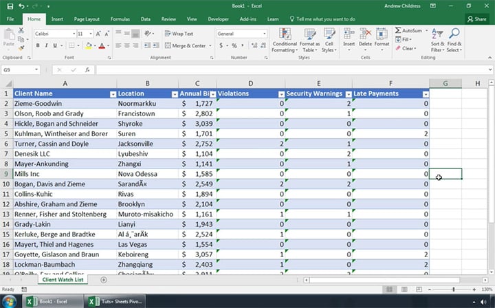 Excel file with zero cells