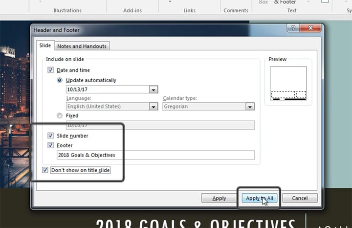 Edit PowerPoint footer automatically